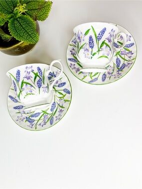Vintage DUCHESS Purple Floral Porcelain Tea Cup & Saucer Set
